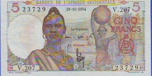  5 Francs French West Africa Banknote