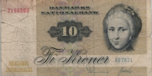 Denmark 10 Kroner 1972 Banknote