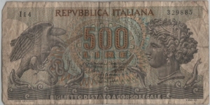 Italy 500 Lire 1967 Banknote
