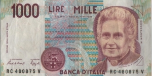 Italy 1000 Lire 1990 Banknote