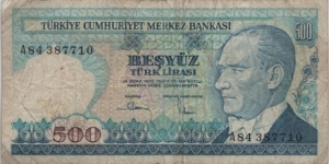 Turkey 500 Lira 1970 Banknote