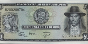 Peru 50 Soles 1977 Banknote