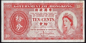 Hong Kong N.D. 10 Cents. Banknote