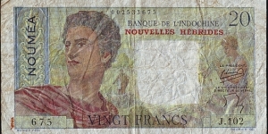 New Hebrides N.D. 20 Francs. Banknote