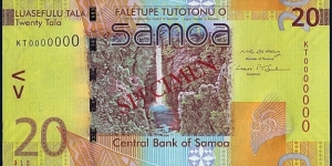 Western Samoa N.D. (2008) 20 Tala.

Specimen note. Banknote