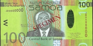 Western Samoa N.D. (2008) 100 Tala.

Specimen note. Banknote