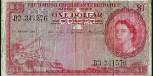 British Caribbean Territories (Eastern Group) 1958 1 Dollar. Banknote