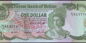 Belize 1987 1 Dollar. Banknote