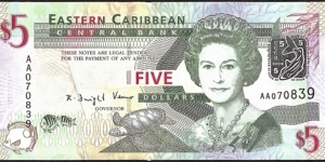 East Caribbean States N.D. (2008) 5 Dollars. Banknote