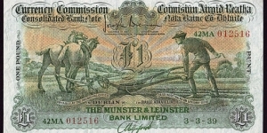 Ireland 1939 1 Pound. Banknote
