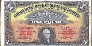 Scotland 1937 1 Pound. Banknote