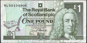 Scotland 1994 1 Pound.

Death Centenary of Robert Louis Stevenson. Banknote