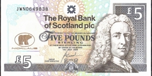 Scotland 2005 5 Pounds.

Jack Nicklaus commemorative. Banknote