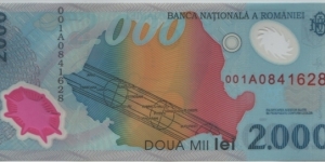 Romania 2000 Lei 1999 Banknote