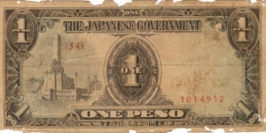 PI-109 Philippine 1 Peso replacement note under Japan rule, plate number 34. Banknote