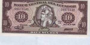  10 Sucres Banknote