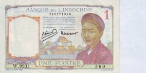  1 Piastre French Indo China Banknote