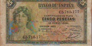  5 Pesetas Banknote