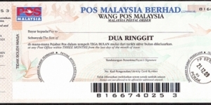 Perak 2009 2 Ringgit postal order. Banknote