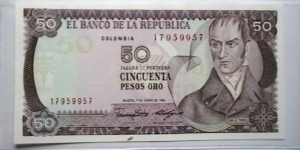 Colombia 1986 50 Pesos Oro KP# 425  Banknote