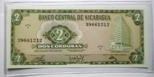 Nicaragua 1971 2 Cardobas C-Serie KP# 121 Banknote