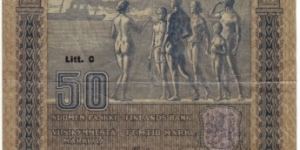 50 markkaa Litt.C Serie L 
Notes size 136 X 119mm (inc 5,354 X 4,685)
This note is made of 08.10.-10.10. 1940
  Banknote