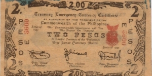 S-1109 Free Samar 2 Pesos note. Banknote