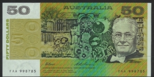 1993 $50 note FAA 2nd Last Prefix in UNC Banknote