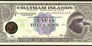 Chatham Islands 1999 2 Dollars (200 Cents). Banknote