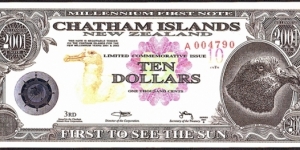 Chatham Islands 2001 10 Dollars (1,000 Cents). Banknote