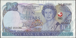 New Zealand 1990 10 Dollars. Banknote