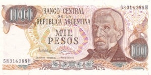 Argentina P304c (1000 pesos ND 1976-83) Banknote