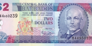 Barbados P66 (2 dollars 1/5-2007) Banknote