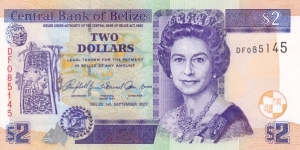 Belize P66c (2 dollars 1/9-2007) Banknote