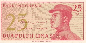 Indonesia P93 (25 sen 1964) Banknote