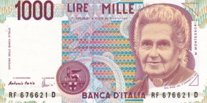 Italy P114c (1000 lire 1990) Banknote