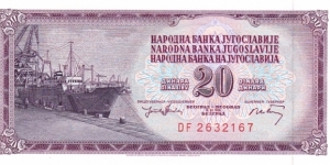 Yugoslavia (Former) P85 (20 dinara 19/12-1974) Banknote