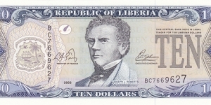 Liberia P27a (10 dollar 2003) Banknote