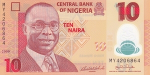 Nigeria P38 (10 naira 2009) Polymer Banknote