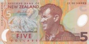 New Zealand P185b (5 dollar 2006) Polymer Banknote
