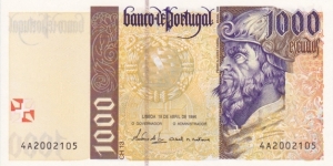 Portugal P188a (1000 escudos 18/4-1996) Banknote