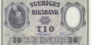 Sweden P43c (10 kronor 1955) Banknote