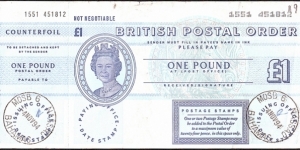 Bahamas 1994 1 Pound postal order. Banknote