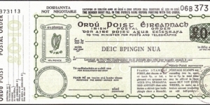 Ireland 1980 10 Pence postal order. Banknote