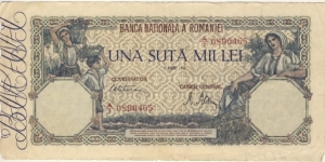 100.000 Lei Kingdom of Romania 1945 Banknote