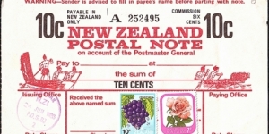 New Zealand 1985 10 Cents postal note. Banknote
