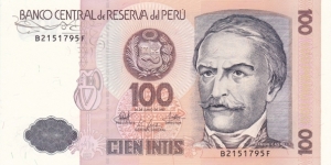 Peru P133 (100 intis 26/-1987) Banknote