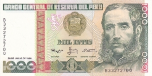 Peru P136b (1000 intis 28/6-1988) Banknote