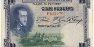 100 Pesetas (interbellum period 1925) Banknote
