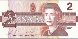 Canada 1986 2 Dollars.

Plate no. 64. Banknote